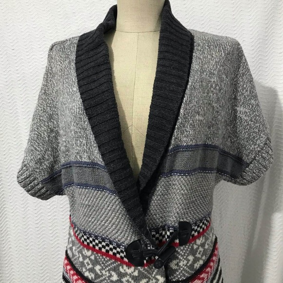 TOMMY HILFIGER  GREY MULTICOLOR SWEATER CARDIGAN S - Picture 5 of 8